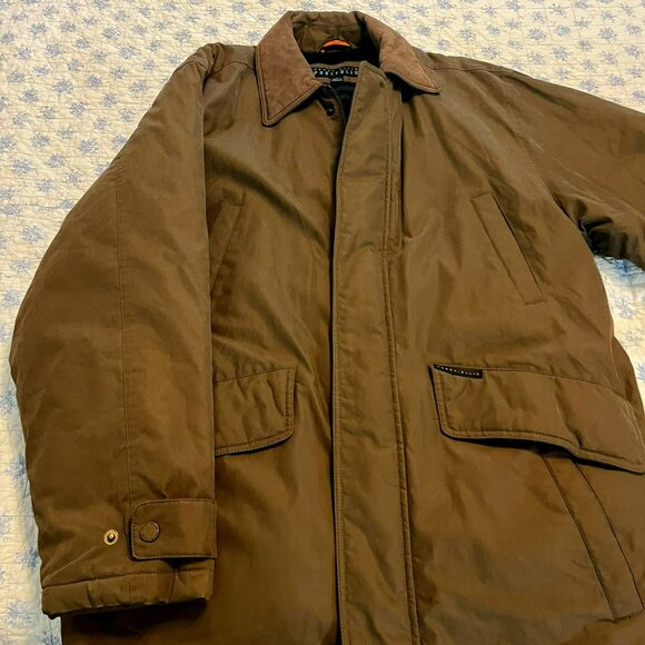 Perry Ellis Portfolio brown jacket with suede collar size Large - Picture 1 of 8